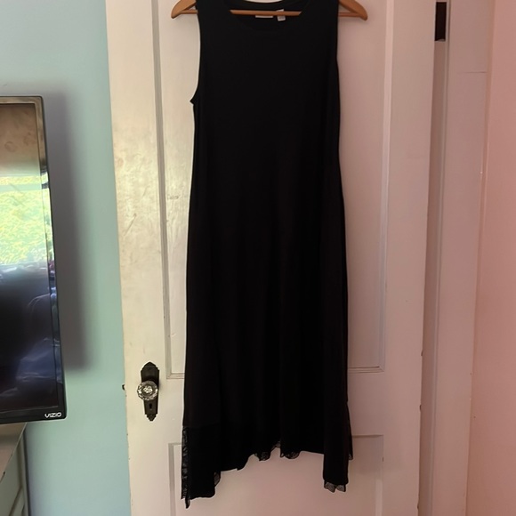 EUC LOGO BY LORI GOLDSTEIN BLACK DRESS LACE ASYMMETRICAL HEM SIZE M - Picture 1 of 6